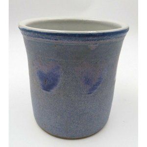 Catskills Pottery Vase Cup Pink Heart on Purple Blue Vintage Artisan Made JAC4